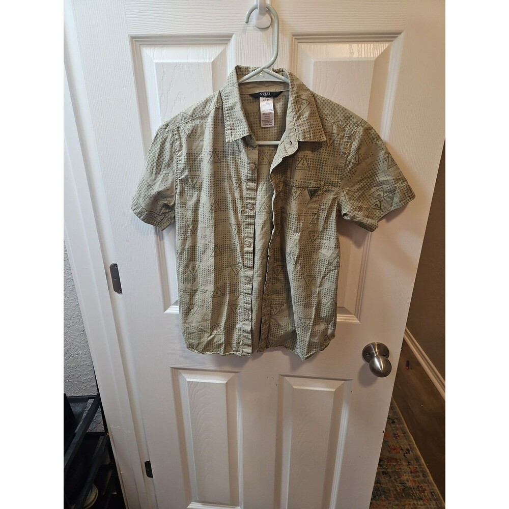 Guess Kids Khaki All-Over Triangle Logo Print Boys M
